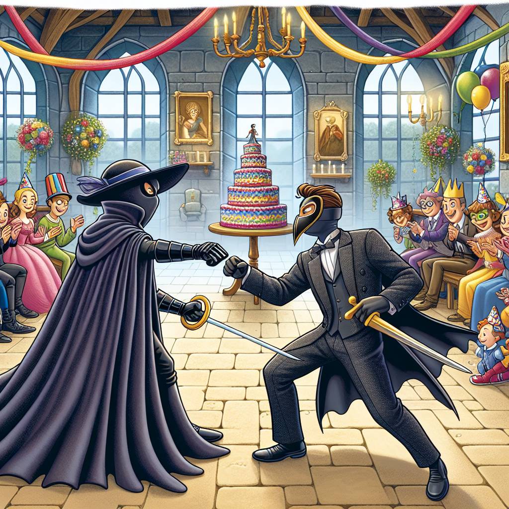 2) Birthday AI Generated Card - Batman fighting James bond, Party, and Court (abf9b)