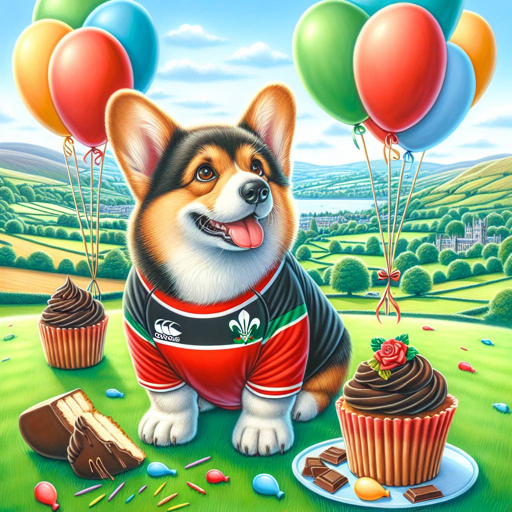 1) Birthday AI Generated Card - Welsh, Rugby, and Chocolate  (51b86)
