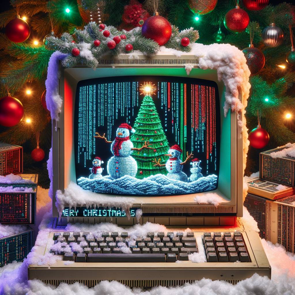 3) Christmas AI Generated Card - computer / screen / data / more data / explosion  (ad2db)