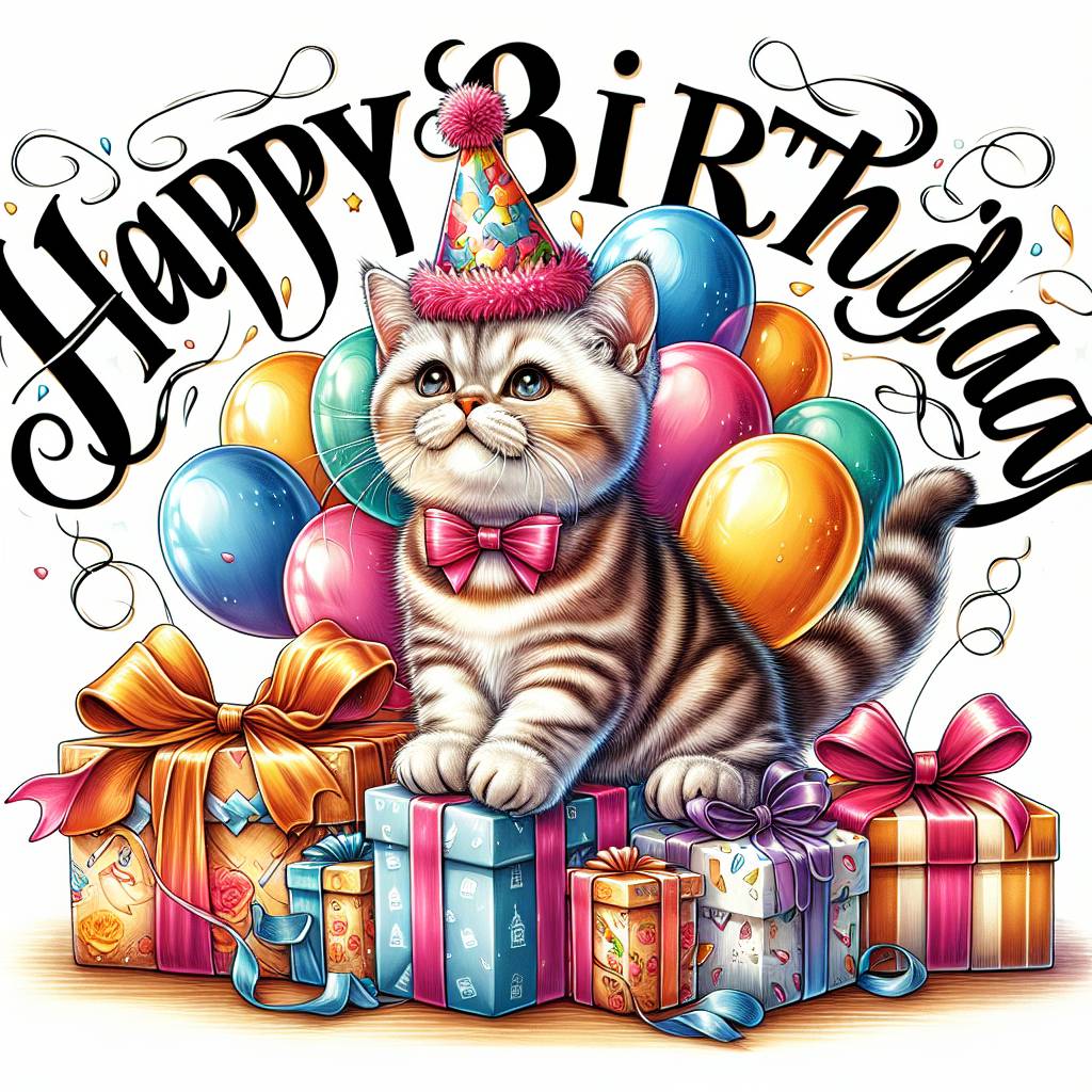 1) Birthday AI Generated Card - American Shorthair Birthday Cards (1337d)