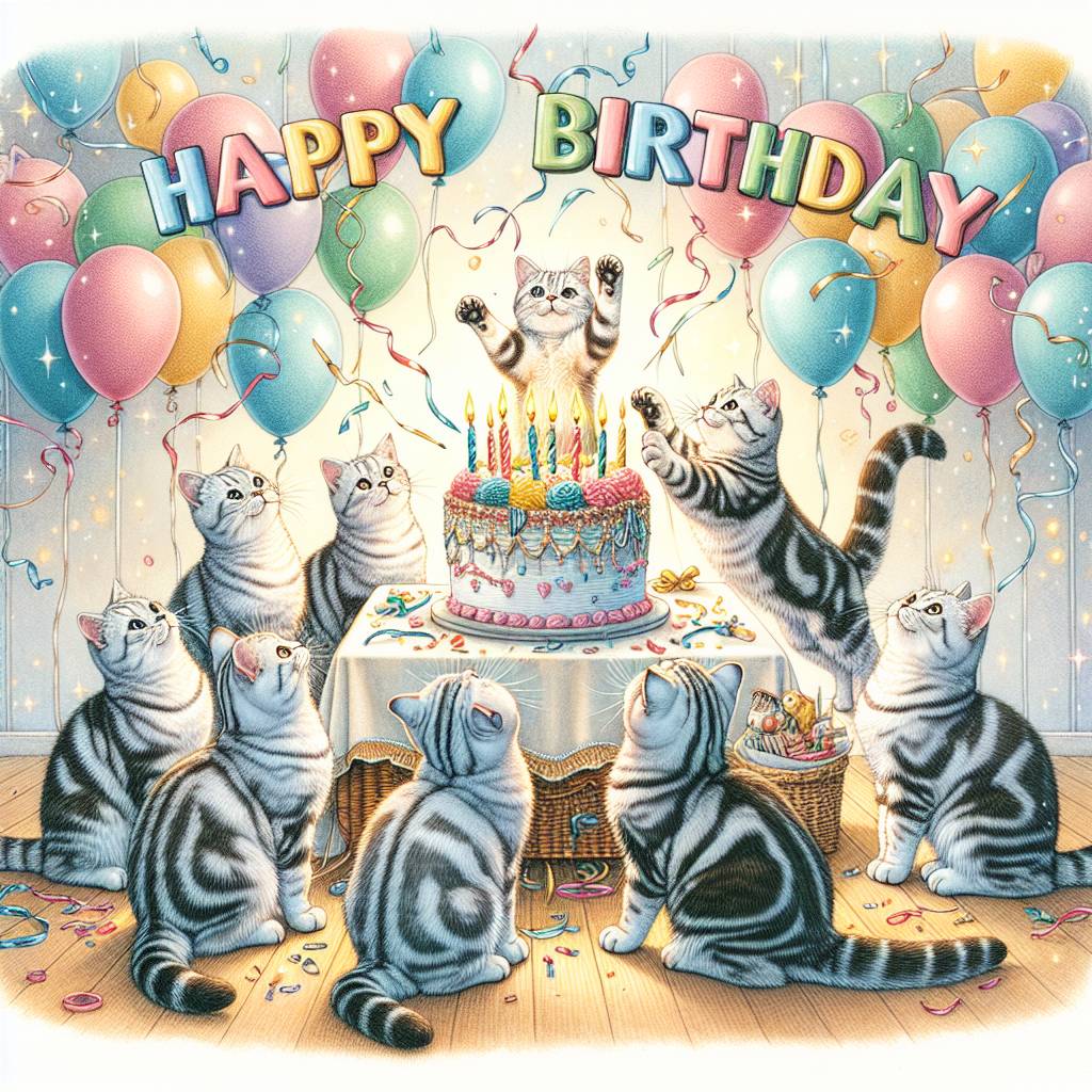 3) Birthday AI Generated Card - American Shorthair Birthday Cards (ecb8d)