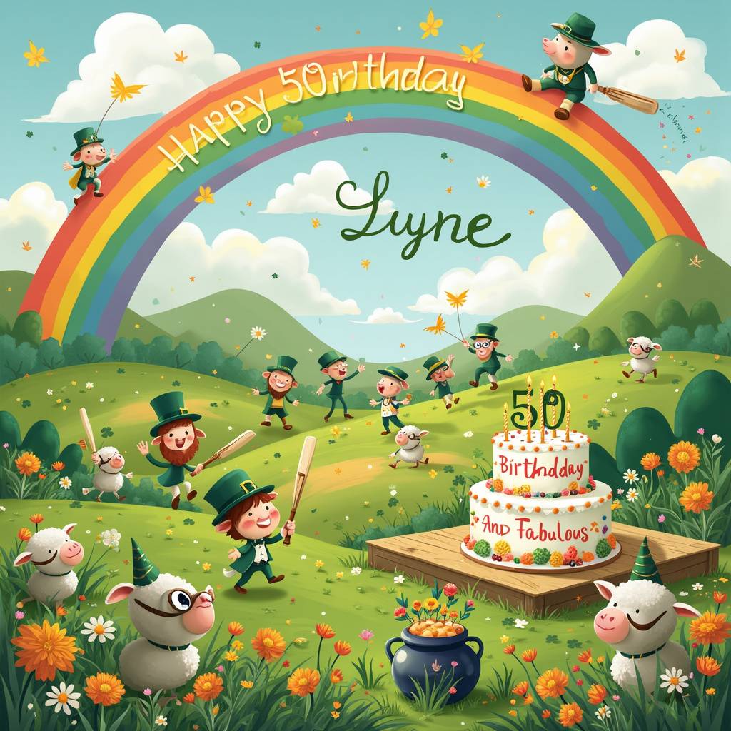 2) Birthday AI Generated Card - 50th birthday, Choir , Cricket, Rainbow, Saxophone, and Ireland (83266)