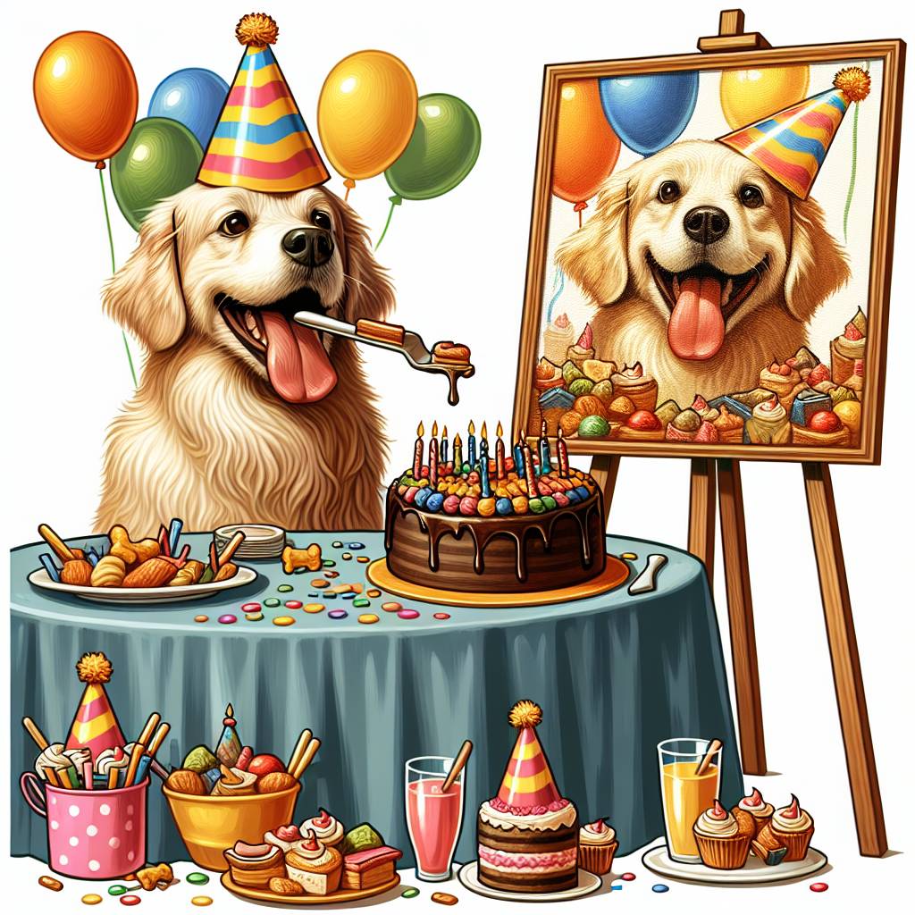 1) Birthday AI Generated Card - Dogs, Foods, and Painting