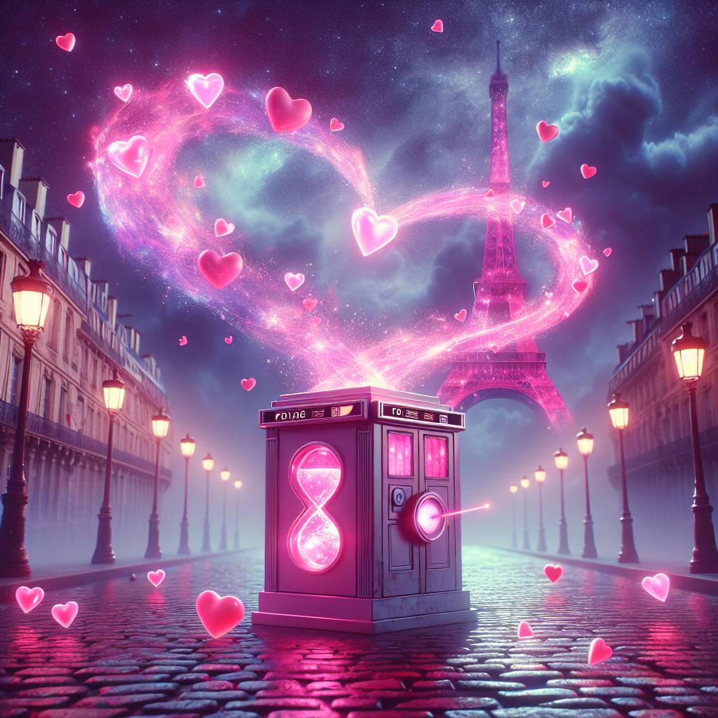 1) Valentines-day AI Generated Card - Doctor Who, Pink Tardis, and Paris (4feba)