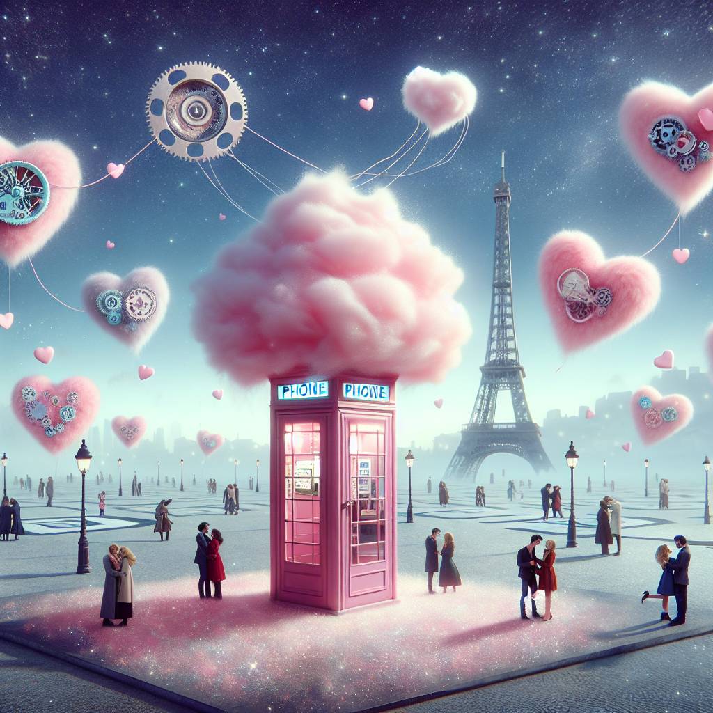 2) Valentines-day AI Generated Card - Doctor Who, Pink Tardis, and Paris (f0c8b)