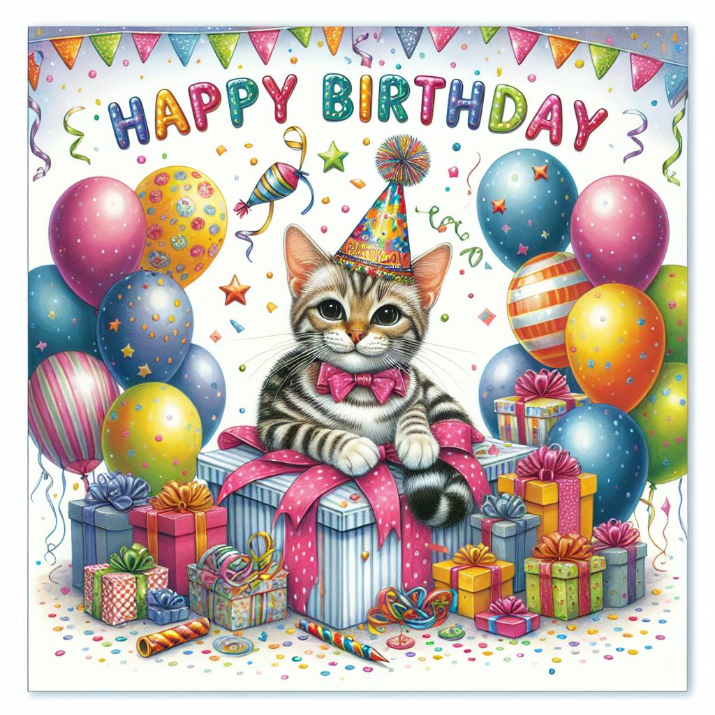 1) Birthday AI Generated Card - Ocicat Birthday Cards (f0469)