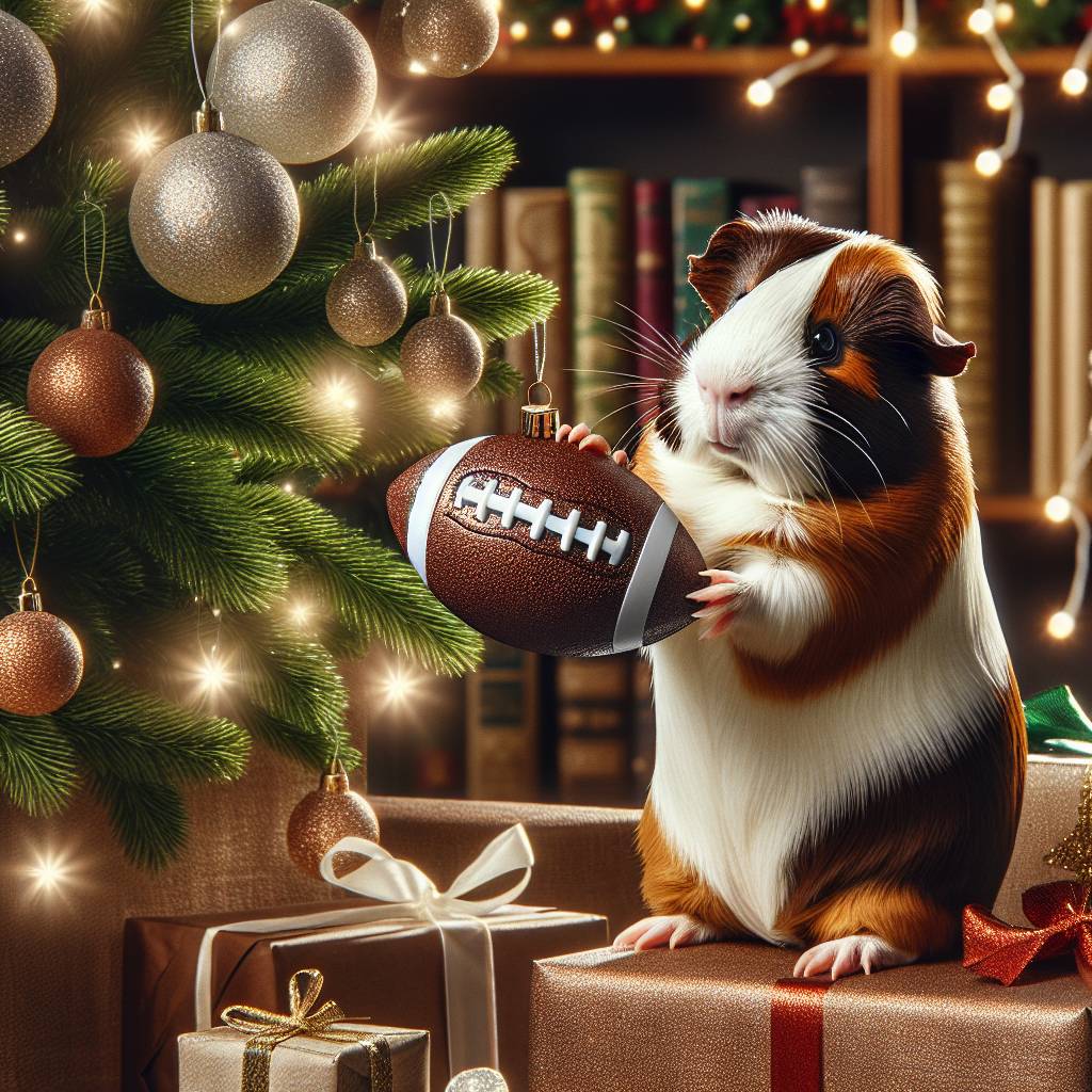 3) Christmas AI Generated Card - Football, Guinea pigs, and Books (290be)})