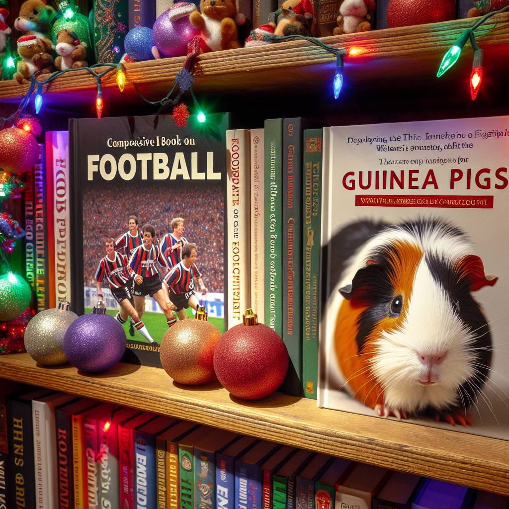 4) Christmas AI Generated Card - Football, Guinea pigs, and Books (4e522)})