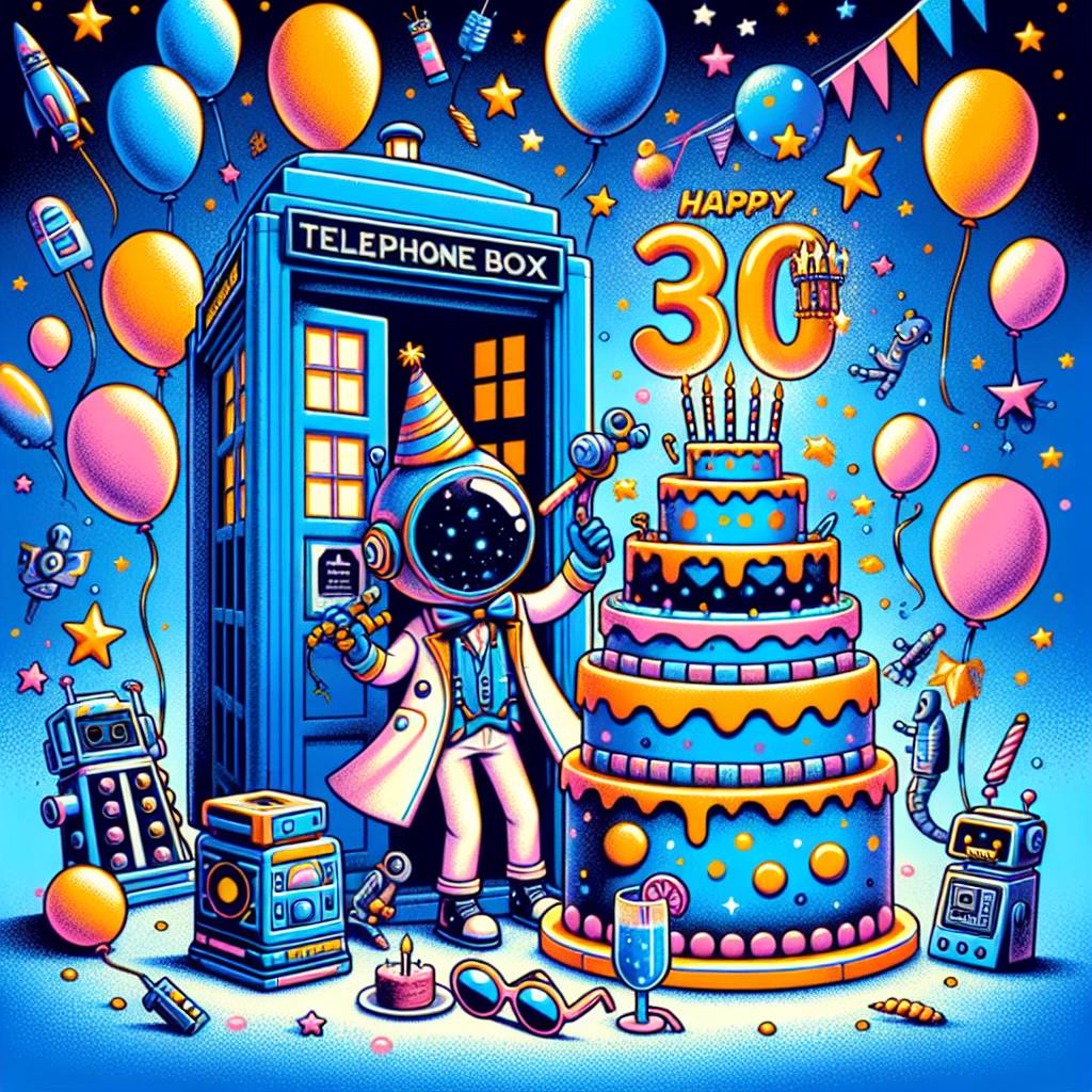 1) Birthday AI Generated Card - Doctor Who, 30th Birthday , and Birthday cake  (0fbea)