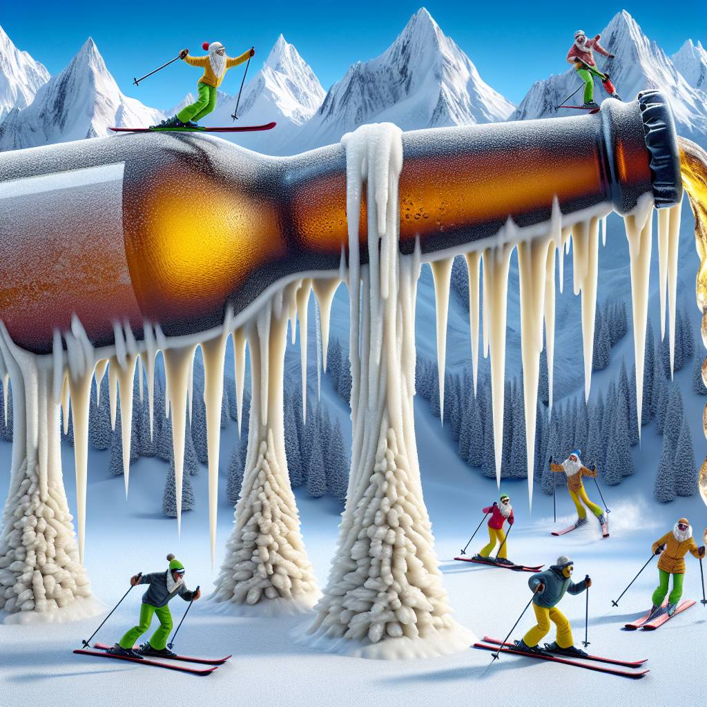4) Christmas AI Generated Card - Alps ski, and Beer (8fdea)