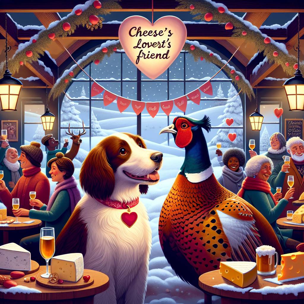 1) Valentines-day AI Generated Card - Spaniel, Pub, Pheasant, Holiday, Cheese, and Best friend (cff44)