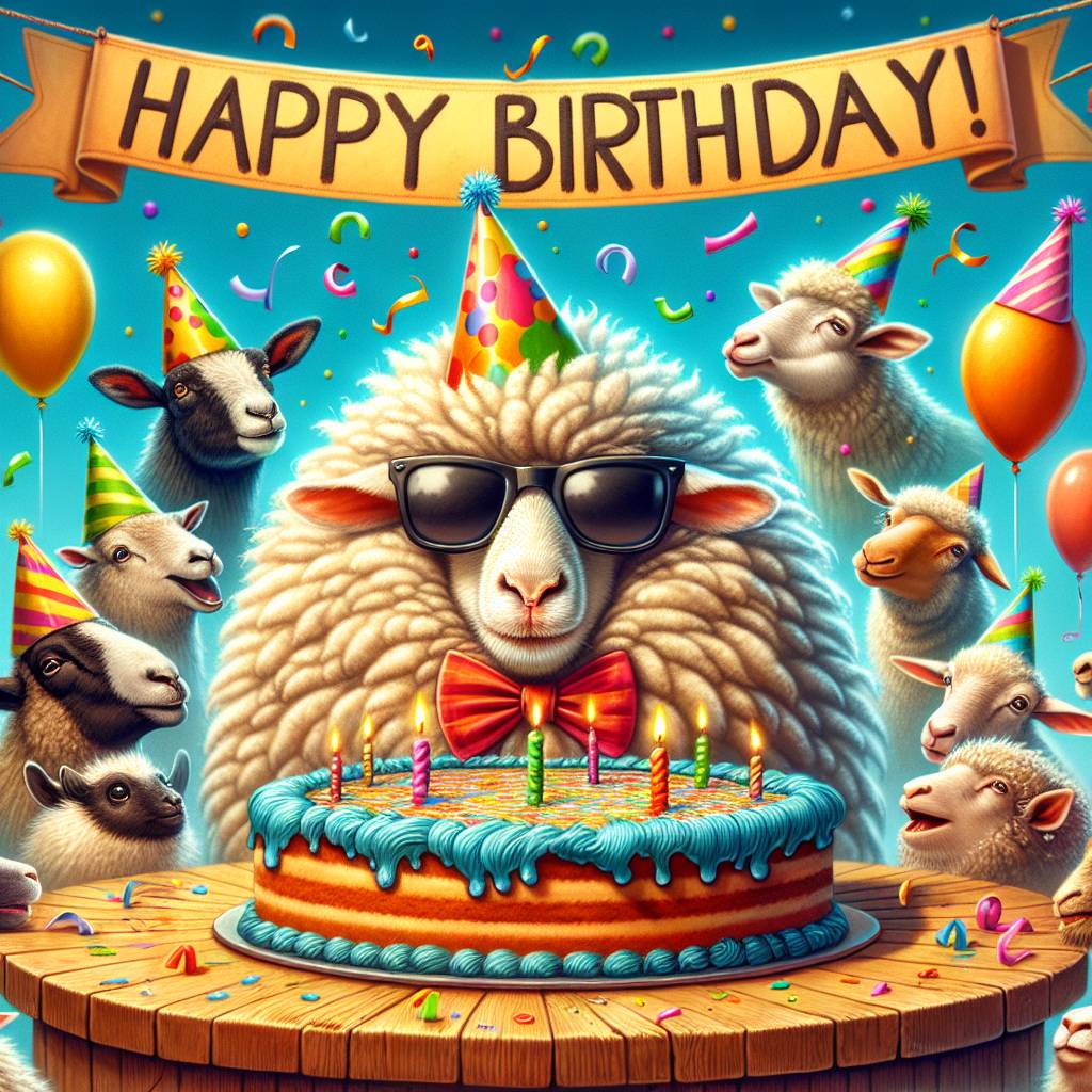 2) Birthday AI Generated Card - Sheep  (a2928)