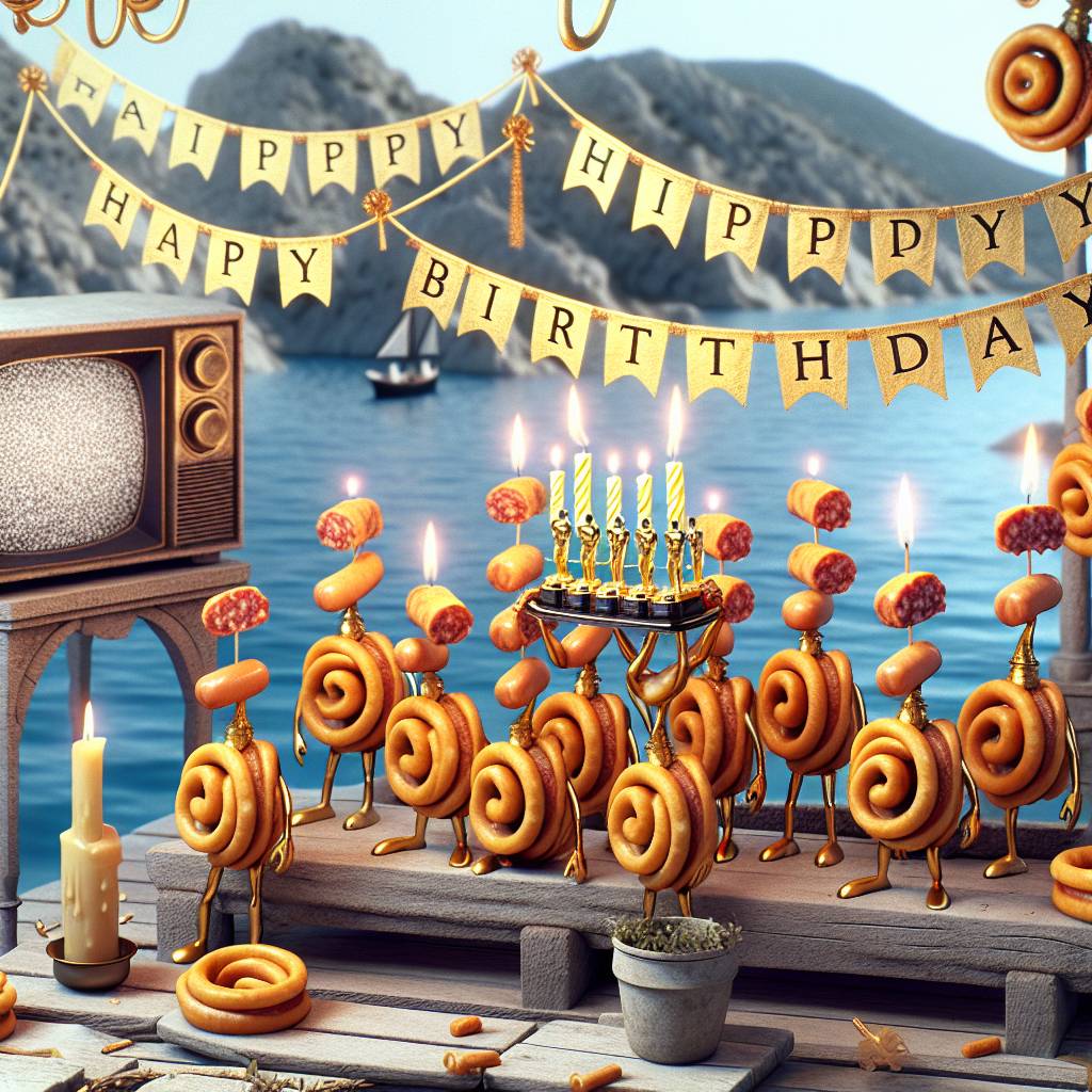 2) Birthday AI Generated Card - Greece, The oscar awards, Sausages, Stroopwaffles, and Film and tv (357ae)