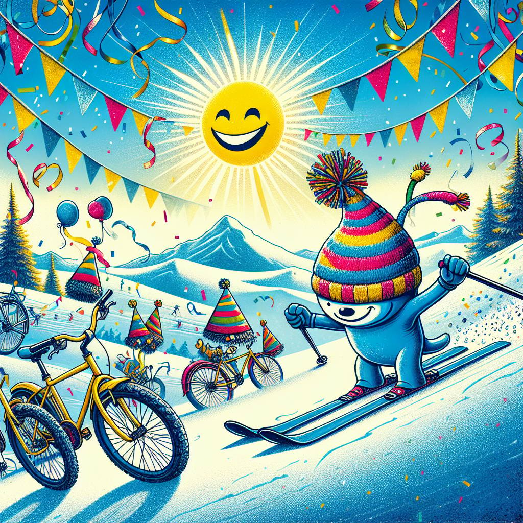 2) Birthday AI Generated Card - Mici, Bicycles, Romania, and Skiing (fc6c1)