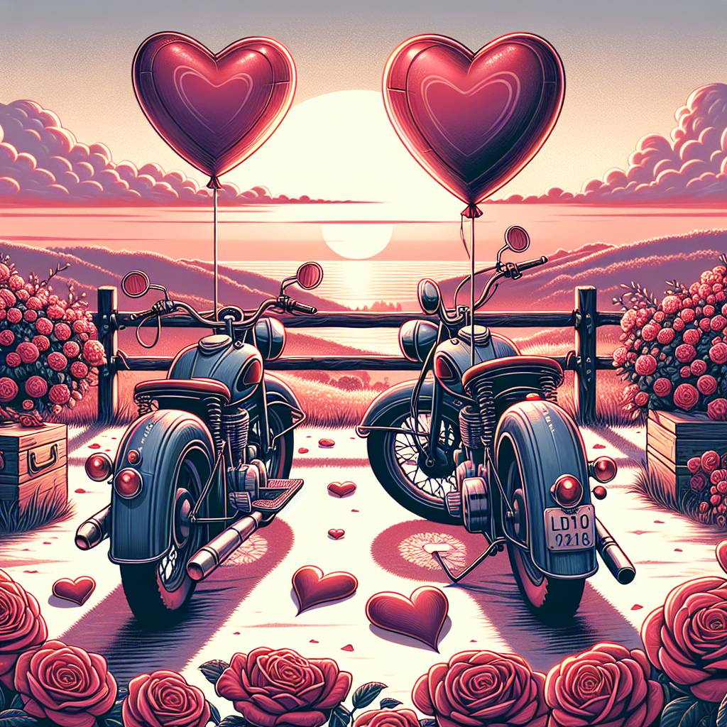 1) Valentines-day AI Generated Card - Motorcycles , Roses, and Hearts (aa955)