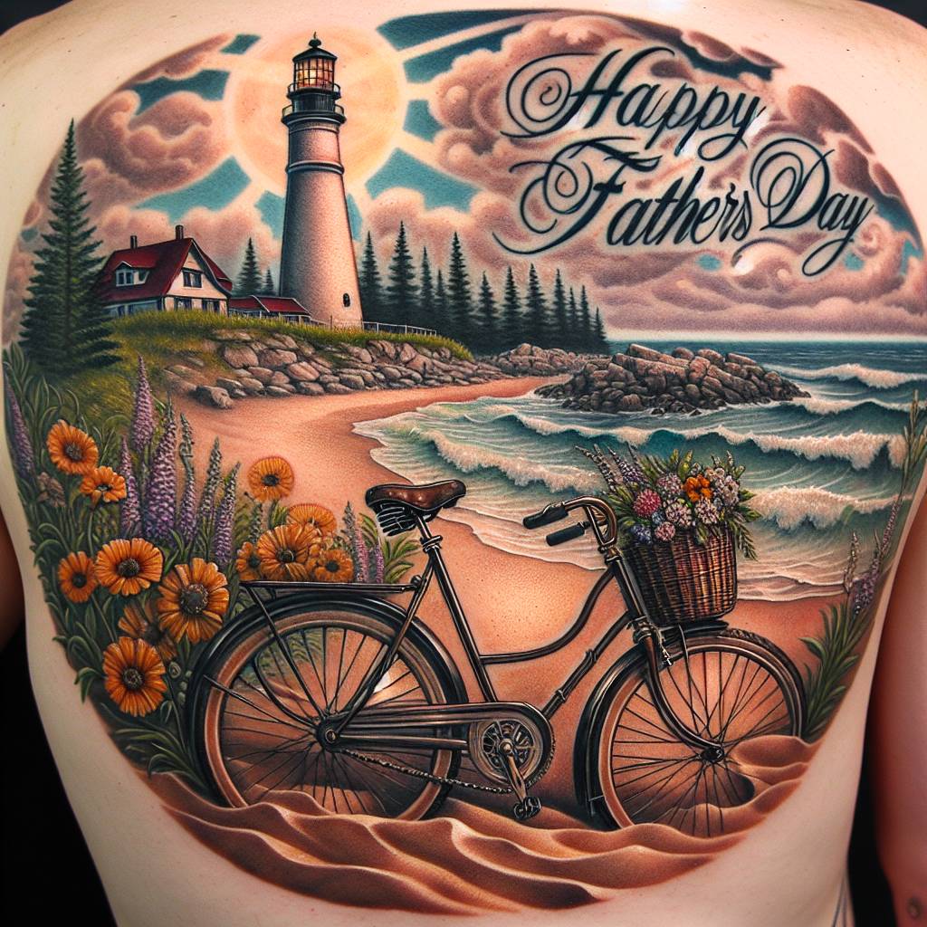 2) Fathers-day AI Generated Card - Bicycle seaside tAttoo (80827)