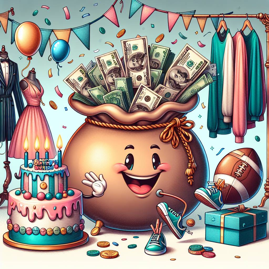 2) Birthday AI Generated Card - Money, Football, and Designer clothes (d1ead)