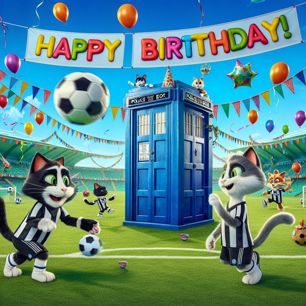 1) Birthday AI Generated Card - Newcastle United, Cats, and Doctor who (46226)