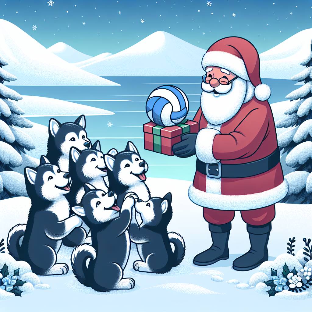 4) Christmas AI Generated Card - Dogs, Arctic, and Volleyball