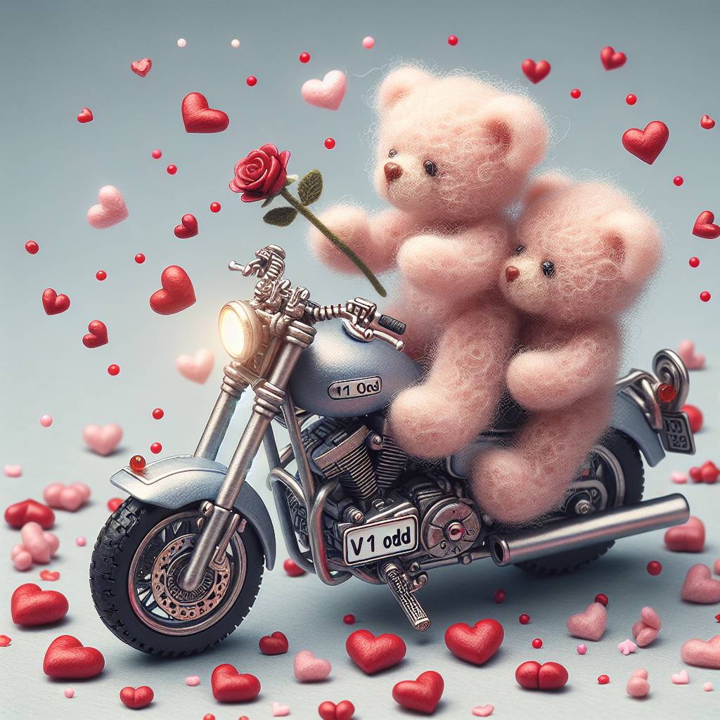 1) Valentines-day AI Generated Card - Harley Davidson motorcycles registration V1 ODD (1084c)