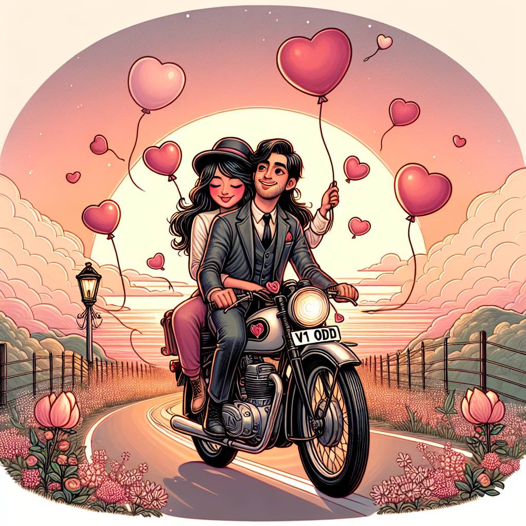 2) Valentines-day AI Generated Card - Harley Davidson motorcycles registration V1 ODD (402b5)