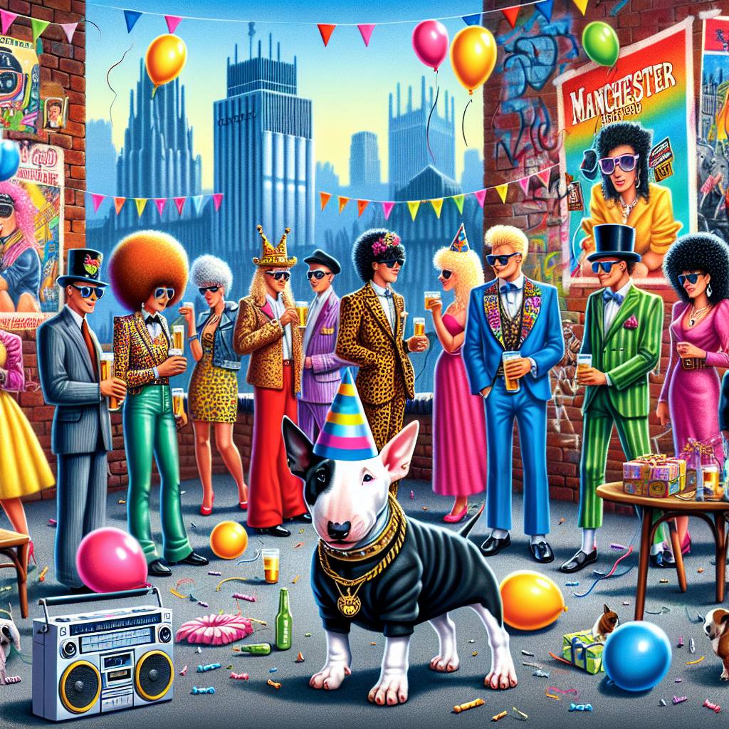 1) Birthday AI Generated Card - Depeche Mode, The 1980s, English Bull Terrier dogs, and Manchester (38bd2)