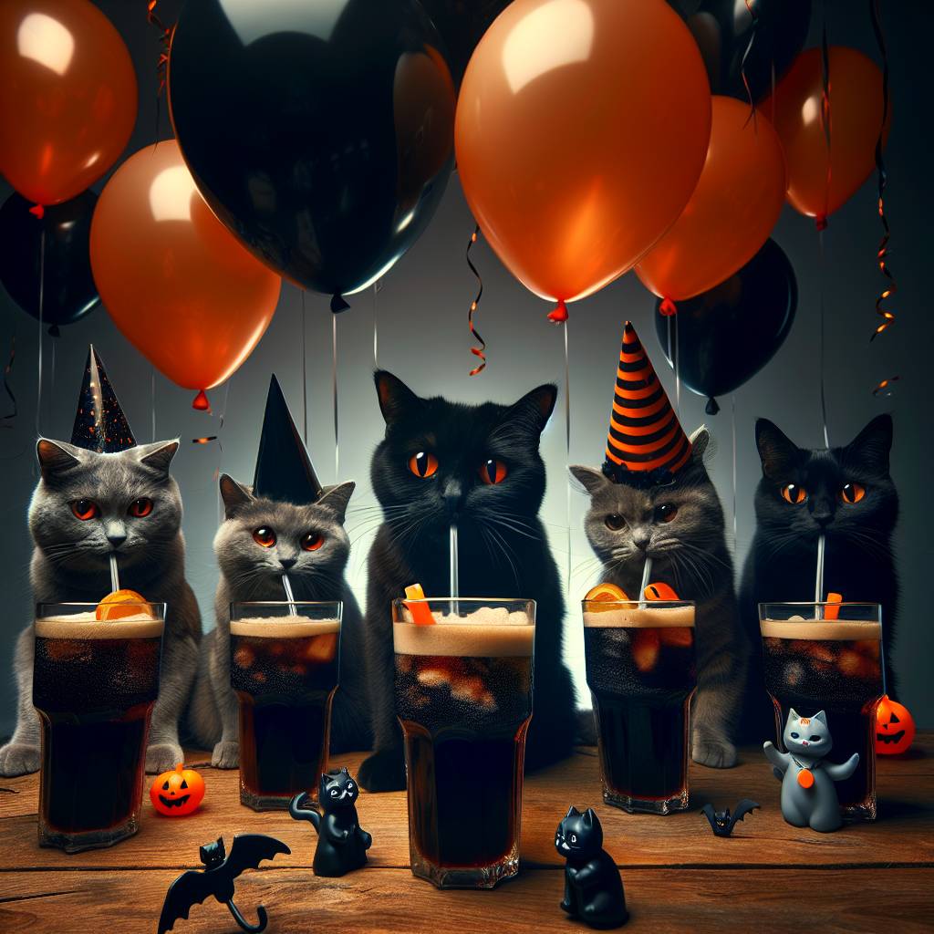 3) Birthday AI Generated Card - Cats, Halloween, and Pepsi max