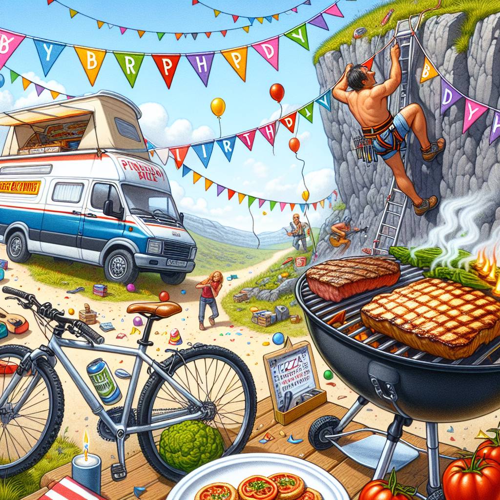 2) Birthday AI Generated Card - Bicycle, Camper, Climbing, Pizza , Steak, and Cheese (b90a3)