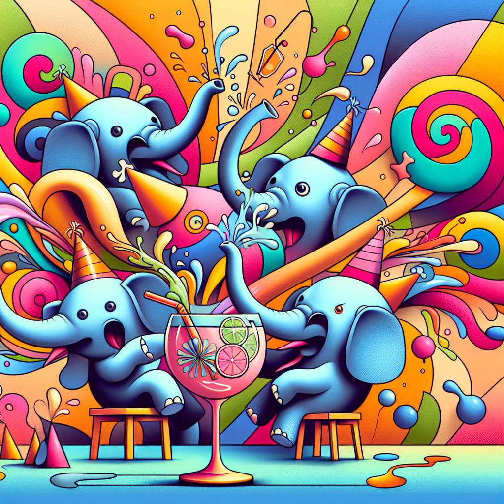 2) Birthday AI Generated Card - Gin, Fun, and Elephants (28e6b)