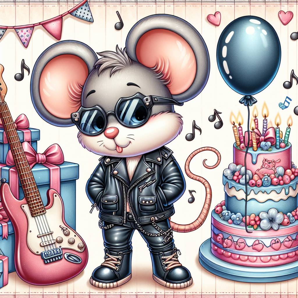 2) Birthday AI Generated Card - Heavy metal, and Mouse (374fe)