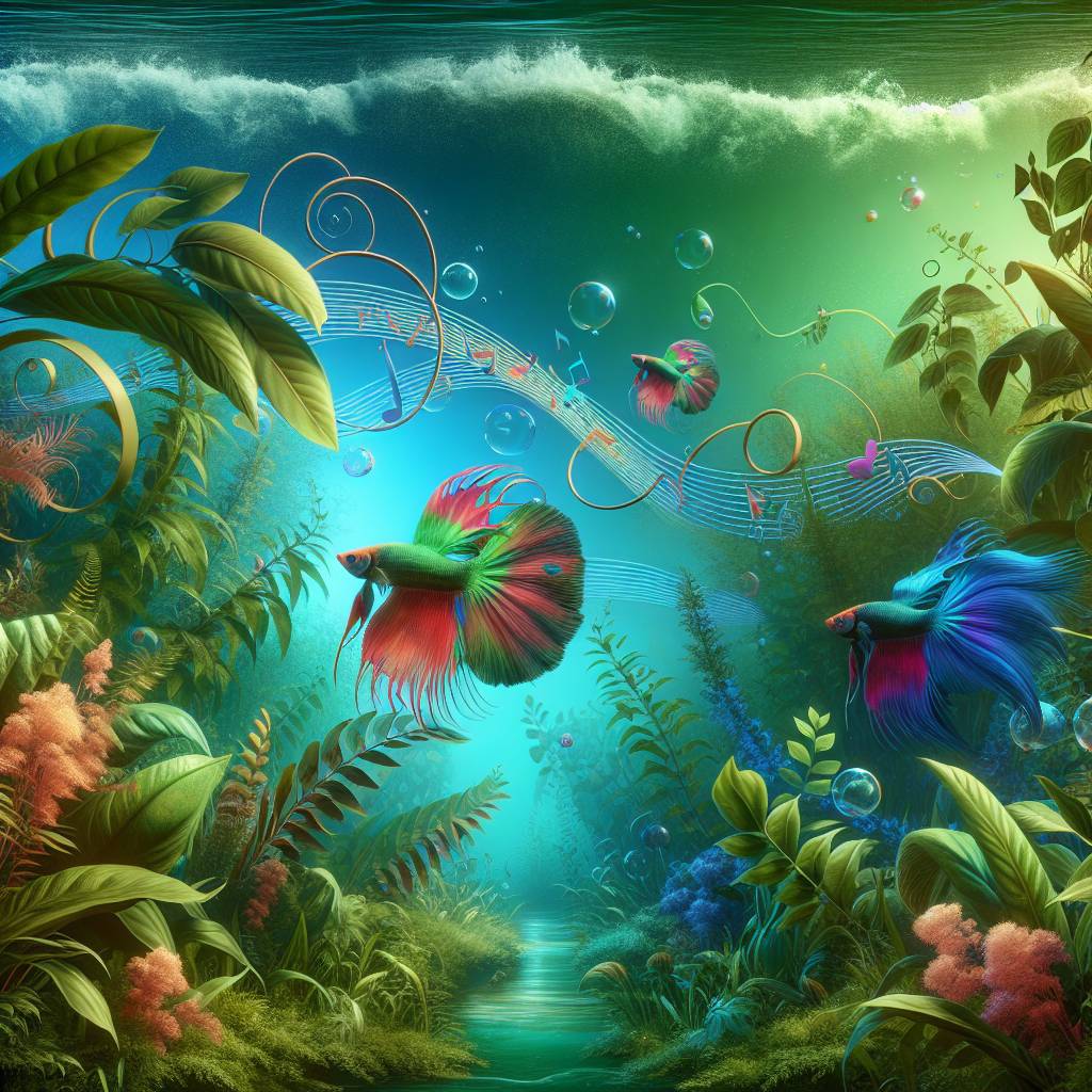 1) Anniversary AI Generated Card - Betta fish, drum and bass, plants (51789)