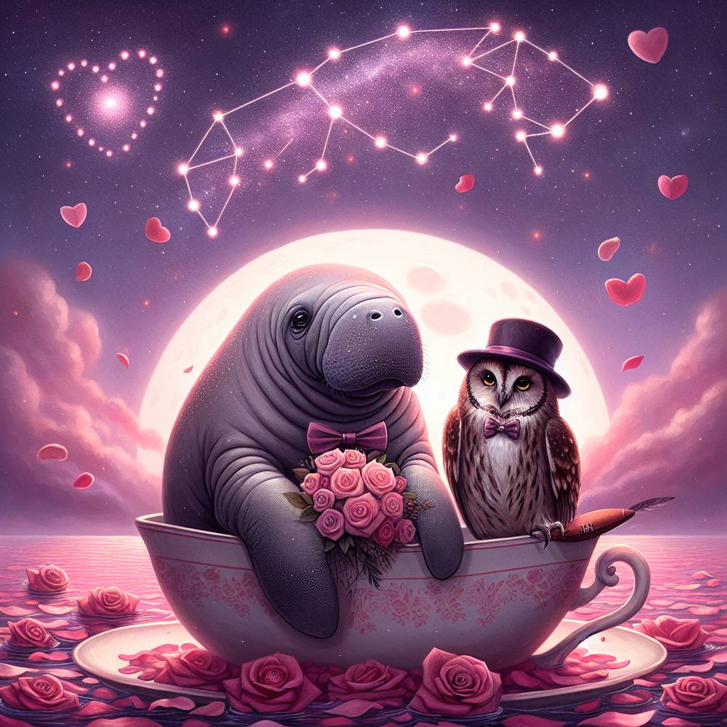 2) Valentines-day AI Generated Card - Manatee, Owl, Nfl, and Tea (f3369)