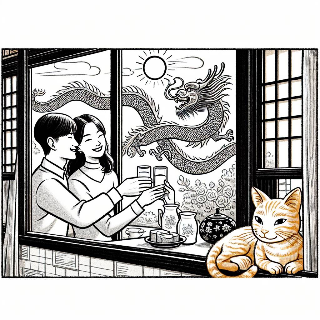 2) Anniversary AI Generated Card - Chinese , Milk, Orange cat, Dragon, and Bum hole  (fa39a)