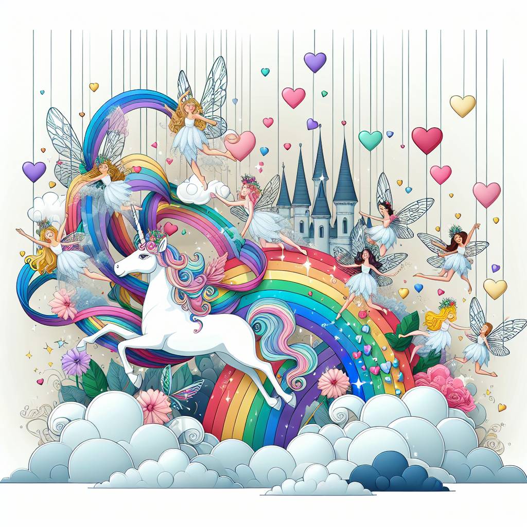 2) Birthday AI Generated Card - Fairies, Unicorns, Rainbows, Hearts, and Fairytales  (017e3)