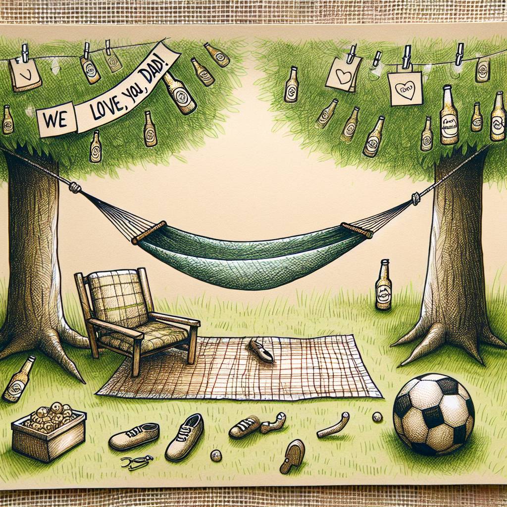 2) Fathers-day AI Generated Card - Fishing, Beer, and Soccer (f103a)