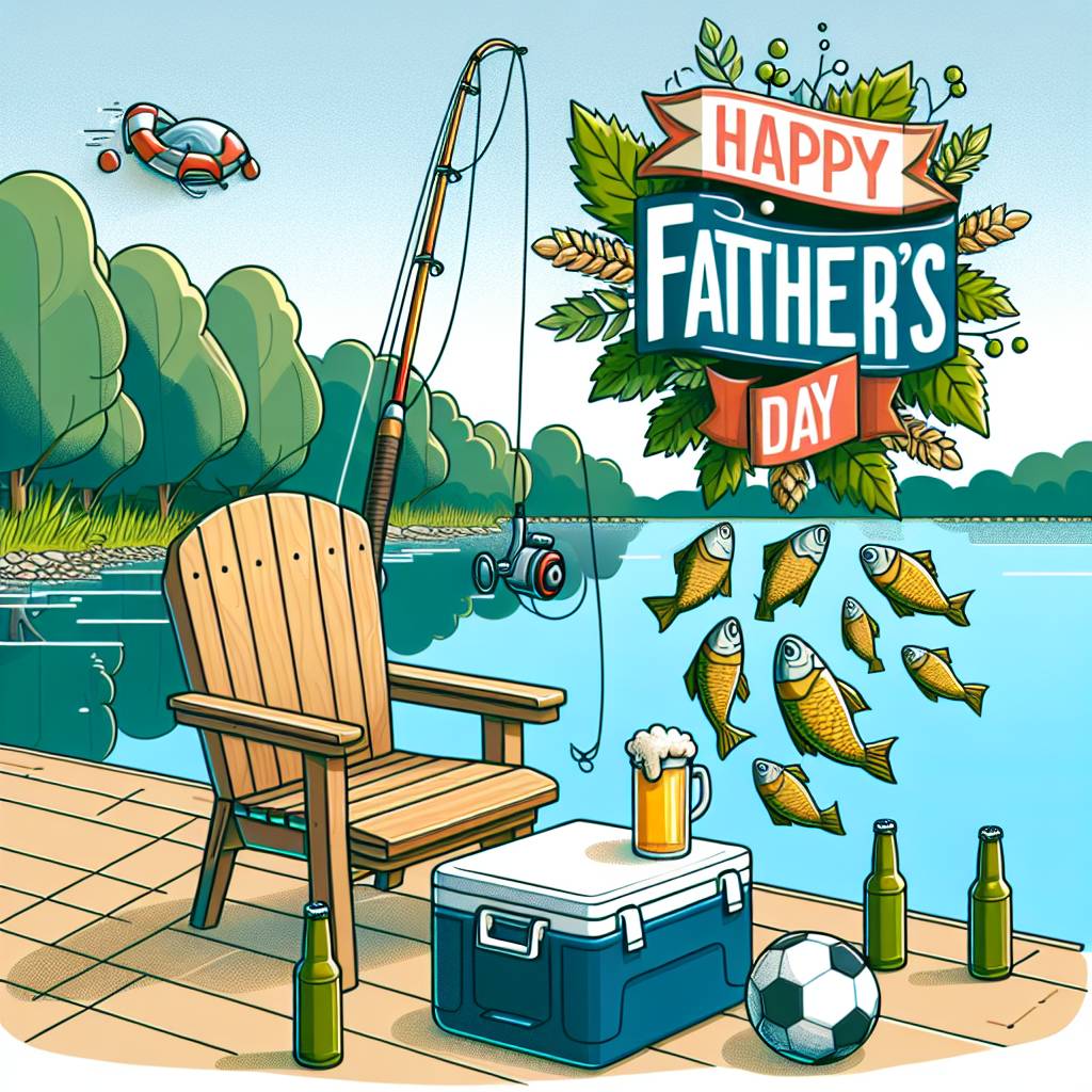 1) Fathers-day AI Generated Card - Fishing, Beer, and Soccer (88e3a)