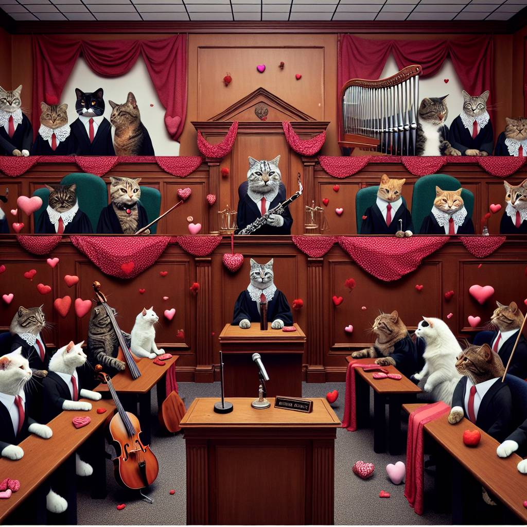 1) Valentines-day AI Generated Card - Bassoon, Bass guitar, Law court, and Cats (56261)