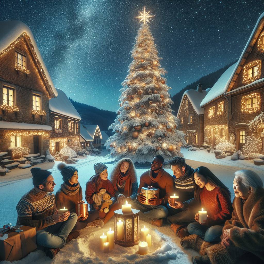 2) Christmas AI Generated Card - Snow, Old villages, Family, Friendship, Presents, and Christmas tree (2a256)