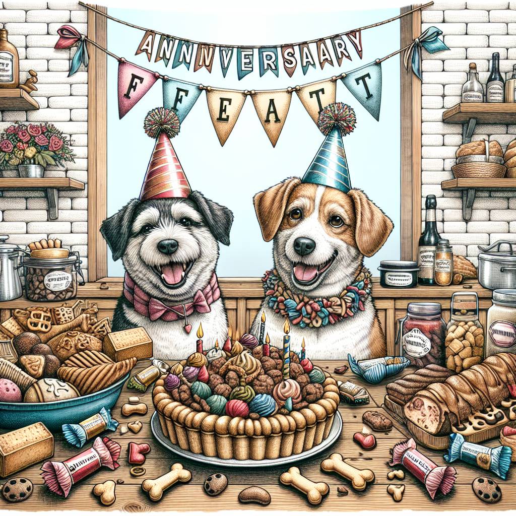2) Anniversary AI Generated Card - dogs and food (cb3d1)
