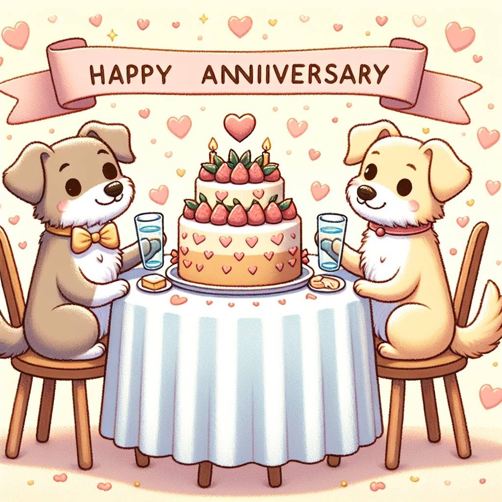 1) Anniversary AI Generated Card - dogs and food (8b021)