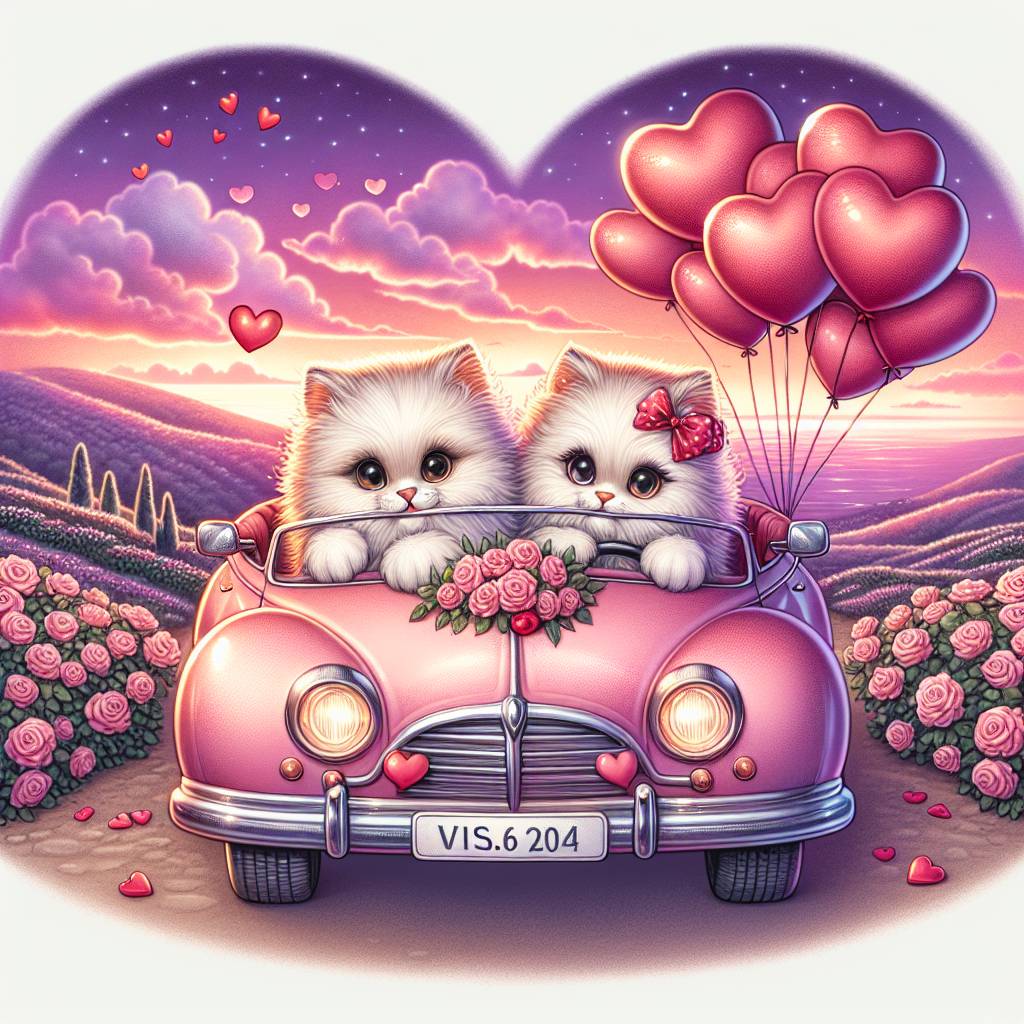 1) Valentines-day AI Generated Card - Cats, and Cars (96c06)