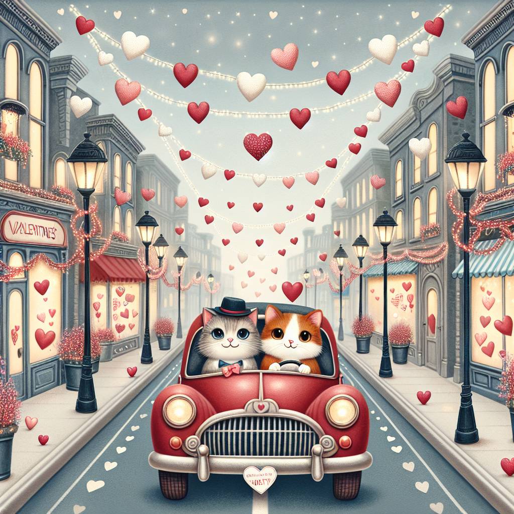 2) Valentines-day AI Generated Card - Cats, and Cars (144ce)