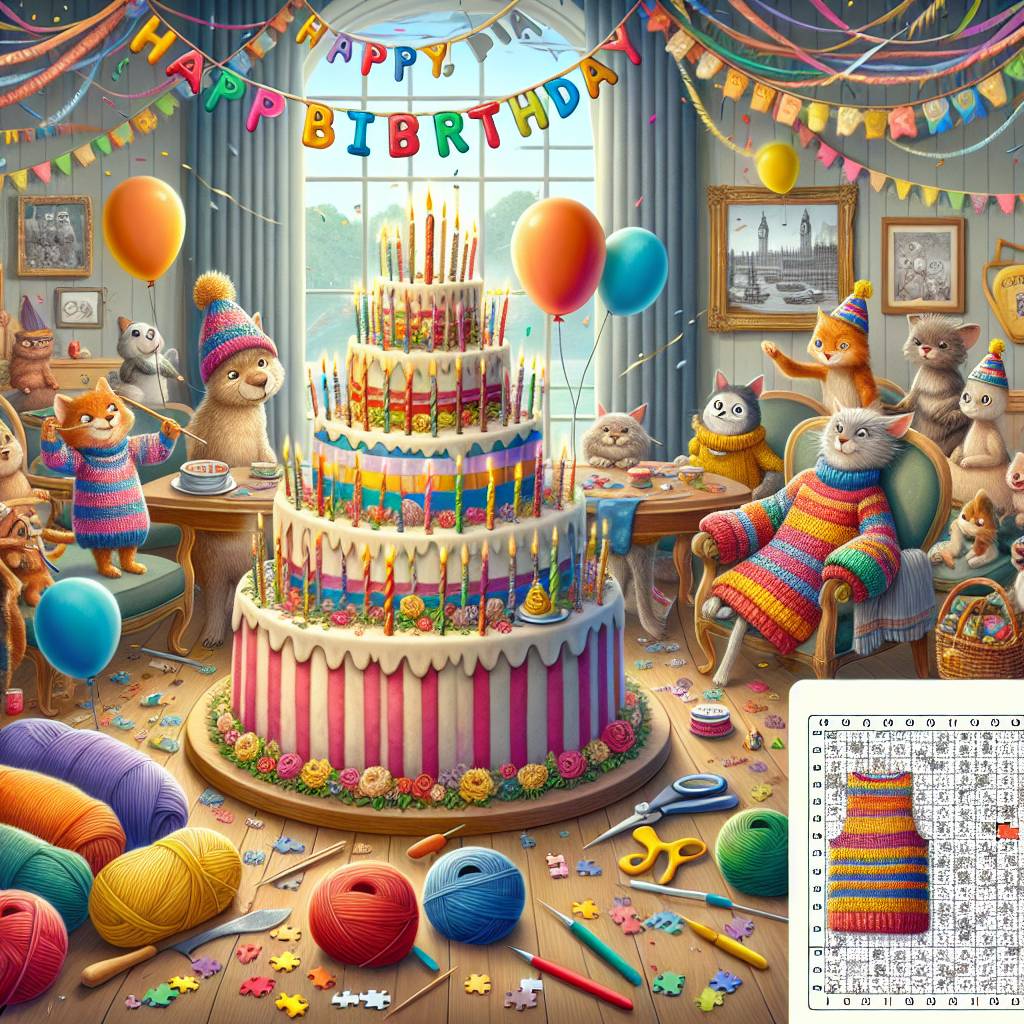 2) Birthday AI Generated Card - Knitting, and Puzzles (e5424)