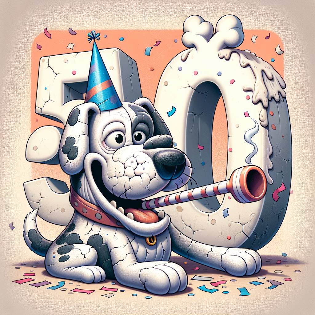 2) Birthday AI Generated Card - 50th birthday , Dog , and Old (fe286)