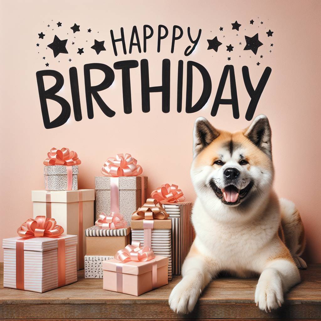 4) Birthday AI Generated Card - Akita   (bc7d7)