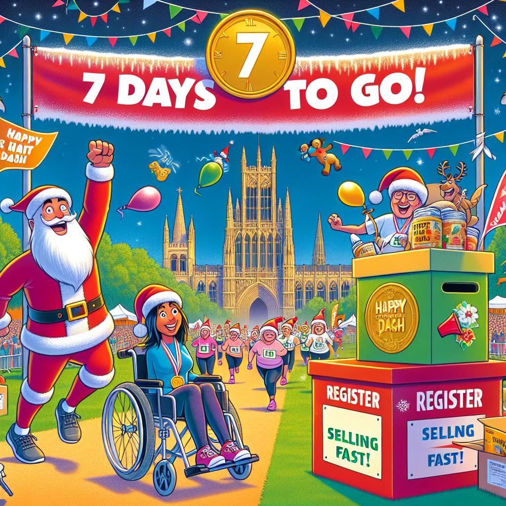 1) Christmas AI Generated Card - Lichfield Santa Hat Dash , 7 days to go, Register NOW SELLING FAST, Lichfield minster pool and cathedral, Kindness, Disbilty, and FoodBank  (88cd4)