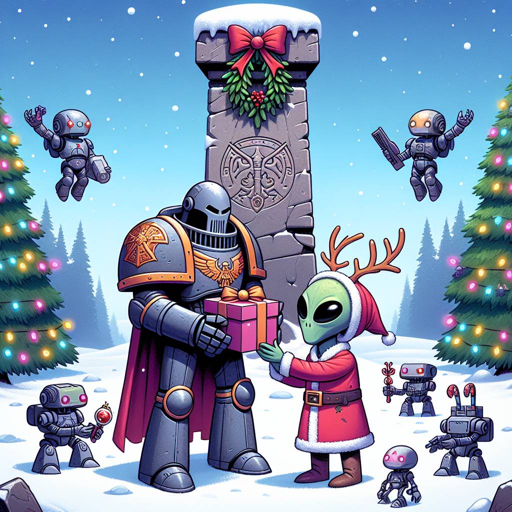 2) Christmas AI Generated Card - Warhammer necrons Tyranid imperial knight (29159)