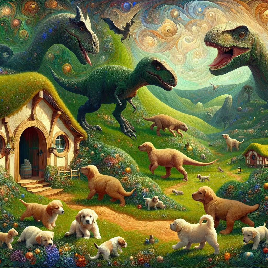 1) New-baby AI Generated Card - Dinosaurs , Lord of the rings, and Dogs (93645)