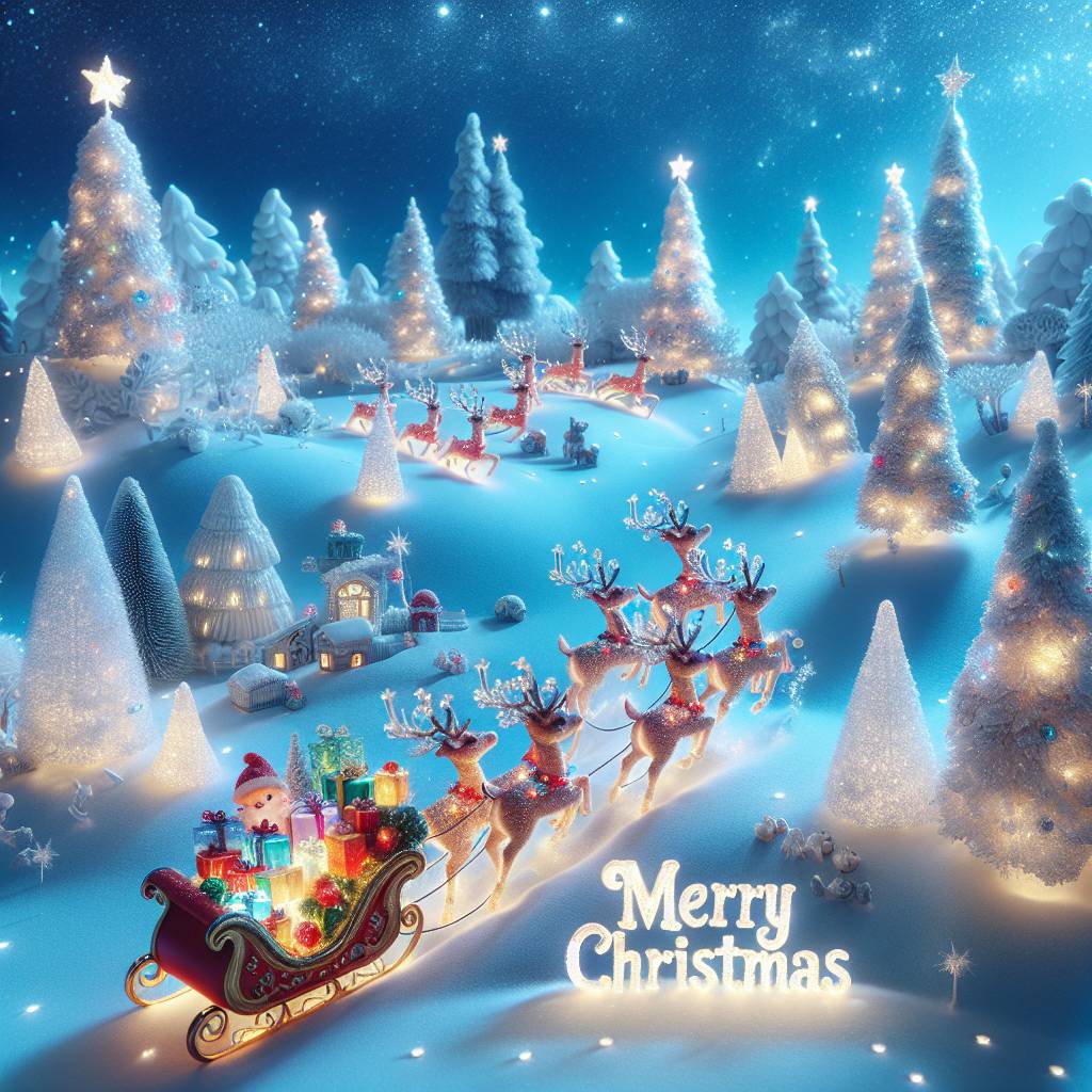 1) Christmas AI Generated Card - Winter wonderland/ Santa sleigh  (f4559)