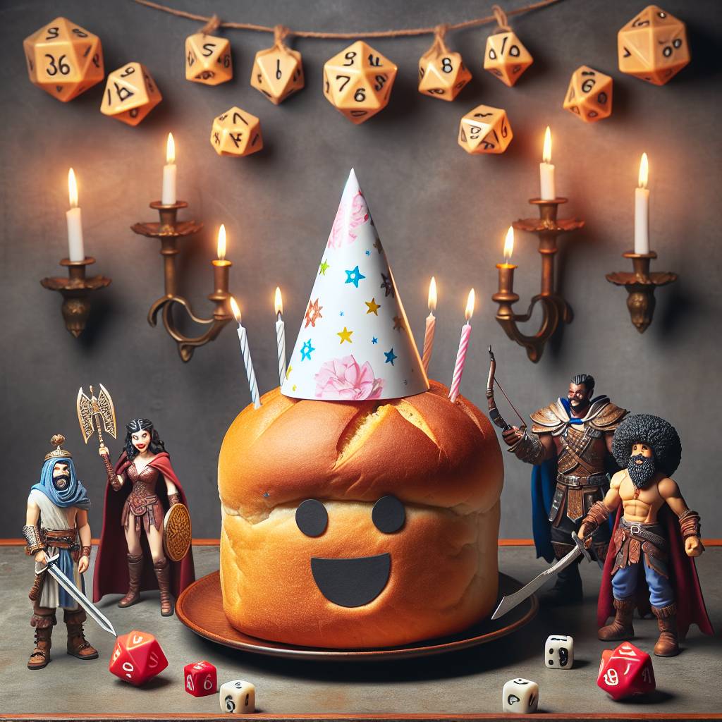 1) Birthday AI Generated Card - Bread , and Dungeons and Dragons  (8a405)